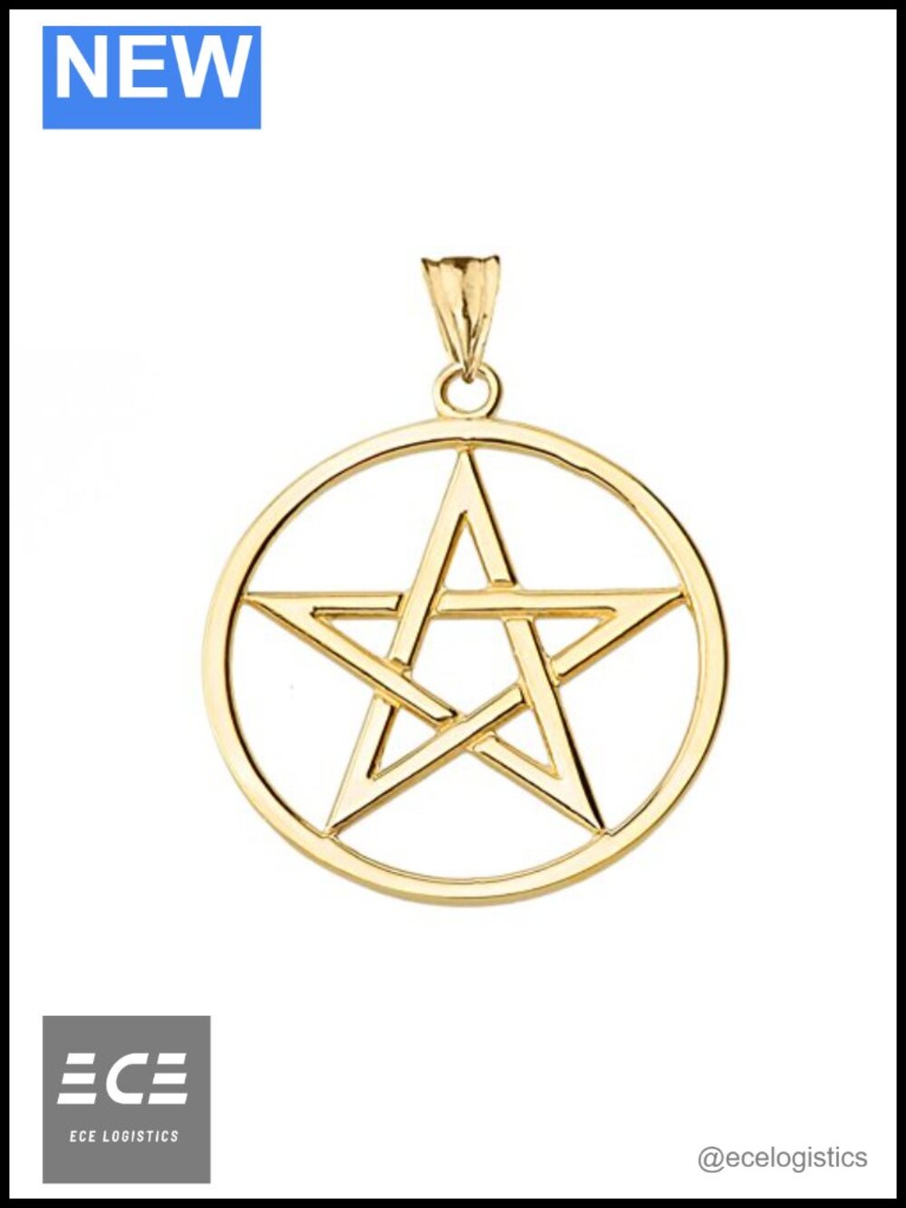 10K Yellow Gold Pentagram Pendant Charm Solid Gold USA Made Unisex Fine Jewelry